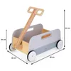 A wooden toy wagon with dimensions indicated by measurement lines and text. Produktbild-Vorschau