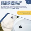 Close-up of two white plastic barrels with a hose connected to one, with marketing text overlay. Produktbild-Vorschau
