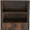 A close-up view of the interior shelves and bottom doors of a wooden cabinet. Produktbild-Vorschau