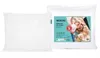 A white pillow is shown next to its packaging, which features a family photo and product information. Podgląd zdjęcia produktu