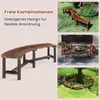 A collage of images showing curved wooden garden benches in various configurations and settings. Anteprima dell’immagine prodotto