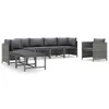 vidaXL 8-tlg. Garten-Lounge-Set mit Kissen Poly Rattan Grau Produktbild-Vorschau 3