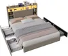 UnboxG Polsterbett 140x200 cm Beige mit 4 Schubladen, Bett Produktbild-Vorschau 15