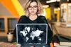 MuchoWow® Laptop Aufkleber Sticker Cover Weltkarte - Blau - Produktbild-Vorschau 5