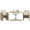 Design 3-tlg. Bistro-Set mit Kissen Beige Poly Rattan, Produktbild-Vorschau 3