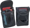 Two black mesh pouches containing cables and a red electronic device. Anteprima dell’immagine prodotto