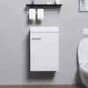 A white bathroom cabinet with a towel rack and towels above it, next to a toilet. Produktbild-Vorschau