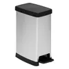 A silver and black rectangular trash can with a foot pedal is shown against a white background. Náhled obrázku produktu