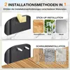 The image shows two different installation methods for a product, with examples of surfaces it can be installed on. Produktbild-Vorschau