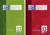 Two notebook covers, one green and one red, are shown side-by-side. Produktbild-Vorschau