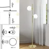 An instructional diagram for assembling a floor lamp is shown next to the assembled product. Náhľad obrázku produktu