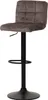 A brown upholstered bar stool with a black metal base and adjustable height. Podgląd zdjęcia produktu