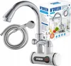 A product shot of a faucet with an attached water heater and a box in the background. Náhled obrázku produktu