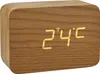 A digital clock with a wood-like finish displaying the temperature. Anteprima dell’immagine prodotto
