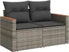 vidaXL Gartensofa 2-Sitzer mit Kissen Grau Poly Rattan Produktbild-Vorschau 1