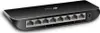 A black TP-Link 8-port Gigabit desktop switch is shown from a slightly elevated front-left angle against a white background. Voir les images du produit