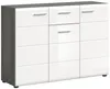 Grote commode Salsa - Rookzilver / Wit hoogglans Productafbeelding-voorbeeld 1