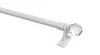A white metal curtain rod with a clear crystal finial, shown against a white background. Produktbild-Vorschau