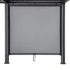 A close-up view of a gray roller blind attached to a black pergola frame, shown against a white background. Produktbild-Vorschau