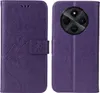 A purple flip phone case is shown open, displaying the inside and outside of the case. Produktbild-Vorschau