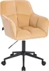 A beige velvet office chair with a black base and wheels, shown from the front. Produktbild-Vorschau