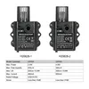 Two identical black DC pumps are shown side-by-side against a white background, with a table of specifications below them. Náhľad obrázku produktu
