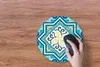 MuchoWow® Mauspad Mousepad Formen - Blau - Gelb 30x30 cm - Produktbild-Vorschau 3