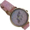 Kinderuhr Unicorn Einhorn Pink Lederarmband Glitzer Strass Produktbild-Vorschau 1