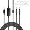 A close-up view of several black headphone cables with different connectors and a volume control module. Náhled obrázku produktu