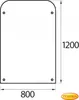A technical drawing of a glass panel with dimensions indicated. Produktbild-Vorschau