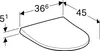 A diagram of a toilet seat with dimensions indicated. Produktbild-Vorschau