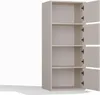 A tall, narrow cabinet with four shelves and four doors, shown from the front with the doors slightly ajar. Anteprima dell’immagine prodotto
