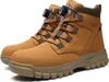 A pair of tan work boots with black laces and a dial closure system. Produktbild-Vorschau
