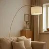 Nowoczesna lampa łukowa beżowa z abażurem z tkaniny typu Podgląd zdjęcia produktu 9