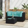 vidaXL 3-tlg. Garten-Lounge-Set mit Kissen Schwarz Poly Produktbild-Vorschau 2