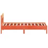 A side view of an orange wooden bed frame with slats. Produktbild-Vorschau