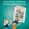 Two children are shown interacting with a comic-style instruction booklet for a magic trick. Voir les images du produit