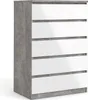 Nada Commode haute avec 5 tiroirs,Reproduction béton,blanc Voir les images du produit 1