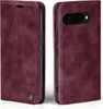 A burgundy flip case for a Google Pixel 9a phone, shown from the front and back. Produktbild-Vorschau