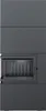 A front view of a dark gray fireplace insert. Produktbild-Vorschau