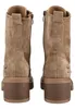A pair of beige women's boots shown from the back. Produktbild-Vorschau