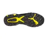 The sole of a black and yellow Puma safety boot is shown from an underneath view against a white background. Voir les images du produit
