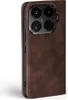 A close-up side view of a brown leather flip phone case for a Xiaomi 15T Pro. Produktbild-Vorschau
