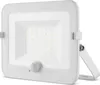A white LED floodlight with a motion sensor is shown against a white background. Produktbild-Vorschau