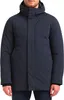 A man wearing a navy blue parka jacket.