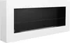 A modern white wall-mounted ethanol fireplace with a black interior and a glass safety barrier. Anteprima dell’immagine prodotto