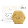 A hexagonal solid shampoo bar and its packaging are displayed against a white background. Produktbild-Vorschau