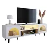 Meuble TV LEADZM avec éclairage RGB, double porte en verre, Voir les images du produit 9