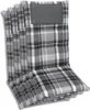 A stack of four chair cushions with a gray and white plaid pattern. Produktbild-Vorschau