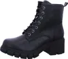 A black lace-up boot with a platform sole is shown against a white background. Produktbild-Vorschau
